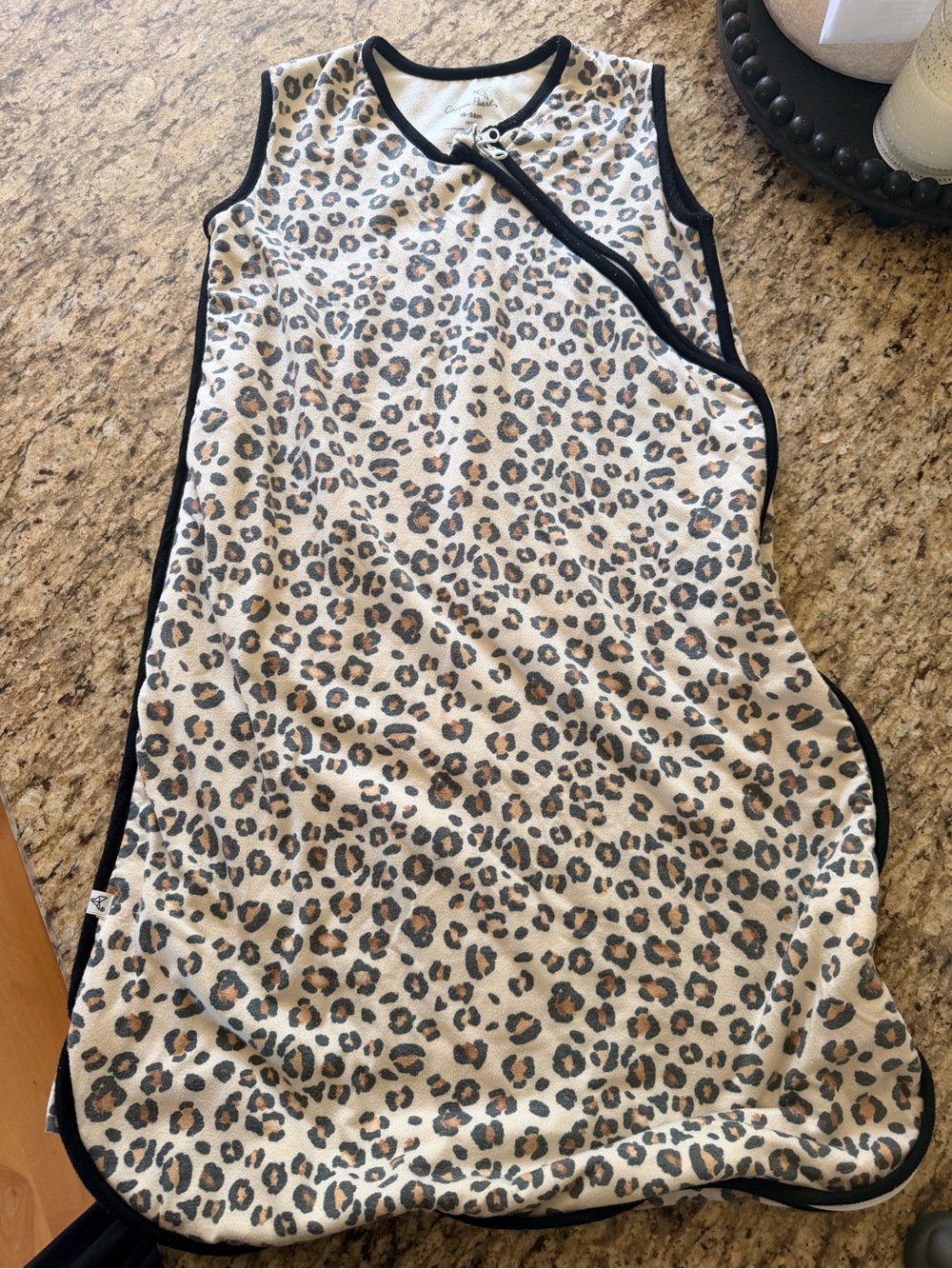 Sleeveless Leopard One-Piece Sleep Sack in Cream and Black - Copper Pearl